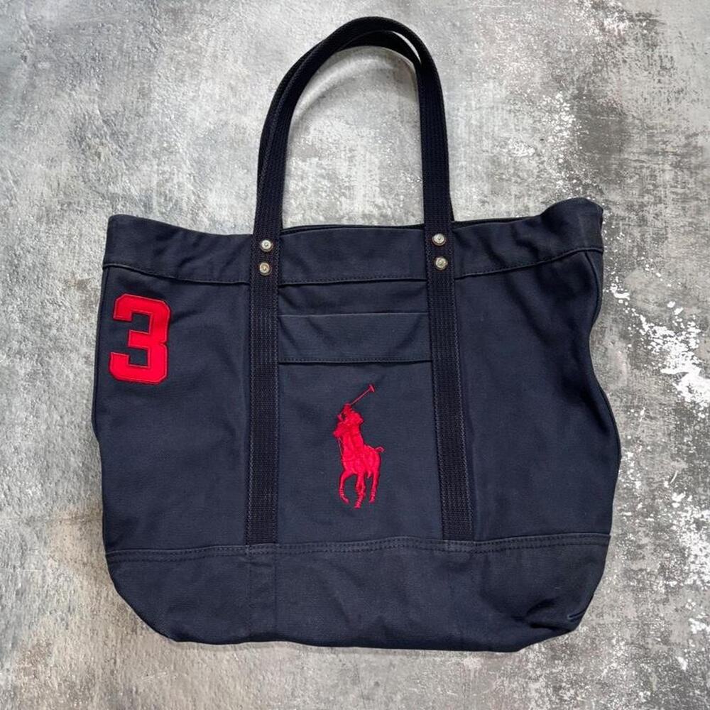 Vintage Y2K Polo Ralph Lauren Navy Blue & Red Tote Bag #3